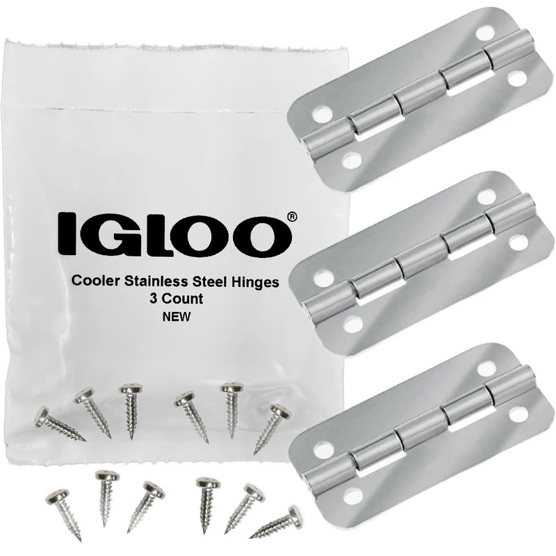 Igloo Cooler Heavy Duty Stainless Steel Hinges for Ice Chests (Set of 3) - Image 1